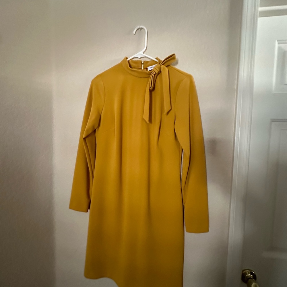 Long sleeve dark yellow dress